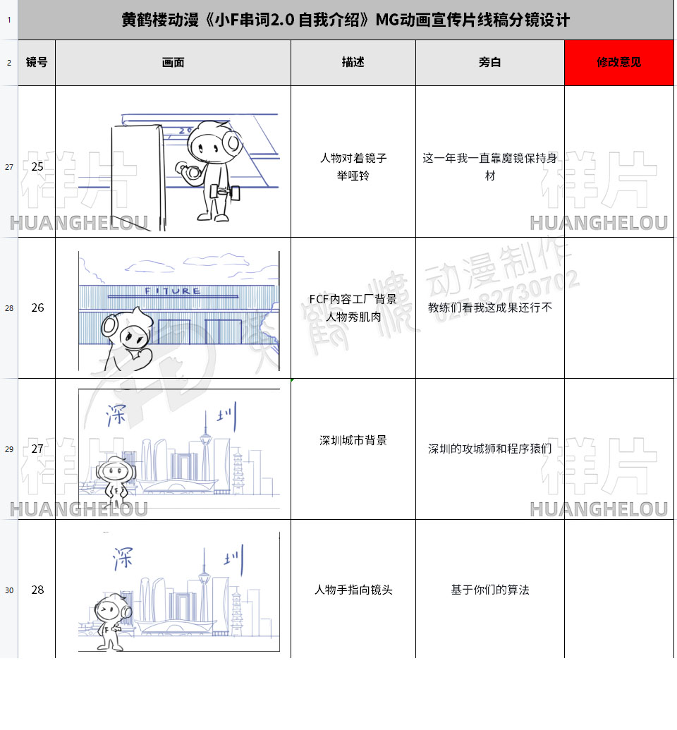 MG动画宣传片制作《⼩F串词2.0 自我介绍》动漫线稿分镜设计25-28.jpg