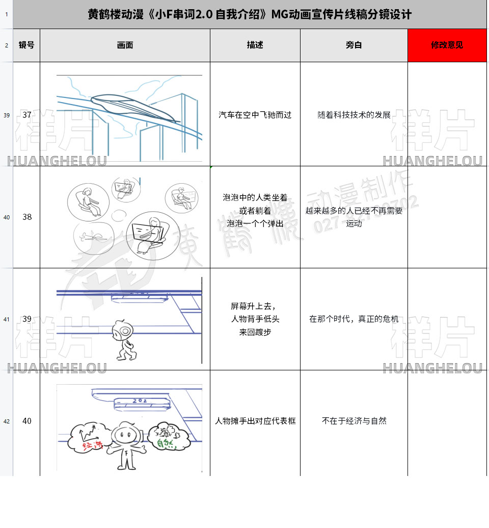 MG动画宣传片制作《⼩F串词2.0 自我介绍》动漫线稿分镜设计37-40.jpg