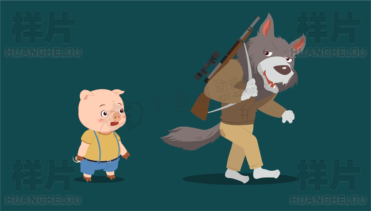 《小猪唏哩呼噜与大灰狼》动画角色设计制作.jpg